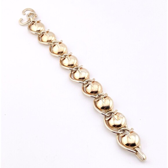 Napier Sterling Silver Vermeil Tulip Link Bracelet Heavy 32 Grs Nordic Inspired - Picture 3 of 7